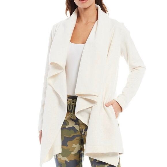 Ugg Janni Fleece Cardigan Women M Oatmeal Heather Open Asymmetrical Plush Lounge - Picture 1 of 16